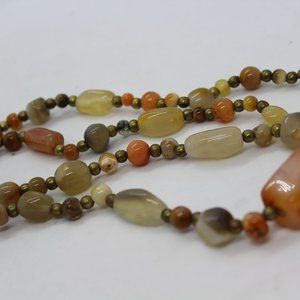 Long Natural Stone beaded necklace
